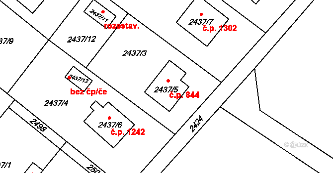 Šenov 844 na parcele st. 2437/5 v KÚ Šenov u Ostravy, Katastrální mapa