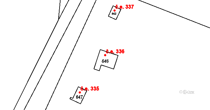 Brnky 336, Zdiby na parcele st. 646 v KÚ Brnky, Katastrální mapa