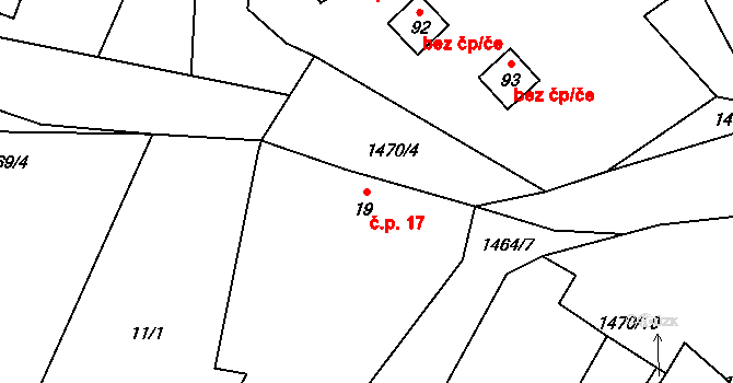 Radíkov 17, Český Rudolec na parcele st. 19 v KÚ Dolní Radíkov, Katastrální mapa