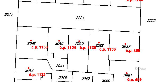 Holešovice 1135, Praha na parcele st. 2039 v KÚ Holešovice, Katastrální mapa