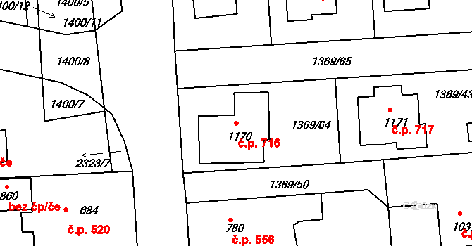 Rožmitál pod Třemšínem 716 na parcele st. 1170 v KÚ Rožmitál pod Třemšínem, Katastrální mapa