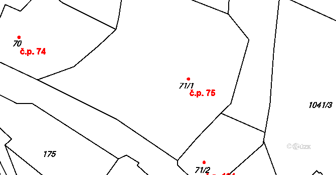 Klokočov 75, Vítkov na parcele st. 71/1 v KÚ Klokočov u Vítkova, Katastrální mapa