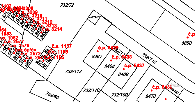 Zlín 5439 na parcele st. 8467 v KÚ Zlín, Katastrální mapa