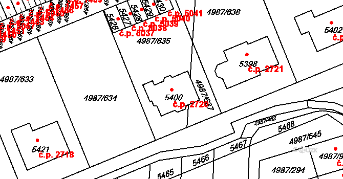Louny 2720 na parcele st. 5400 v KÚ Louny, Katastrální mapa