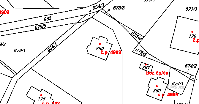 Kokonín 4988, Jablonec nad Nisou na parcele st. 859 v KÚ Kokonín, Katastrální mapa