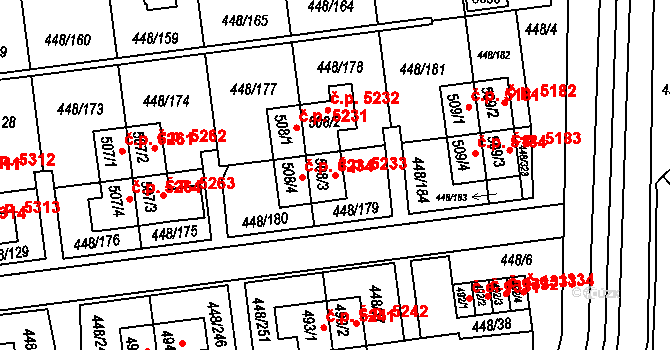 Otrokovice 5233 na parcele st. 508/3 v KÚ Otrokovice, Katastrální mapa