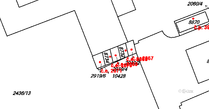 Hodonín 2870 na parcele st. 8734 v KÚ Hodonín, Katastrální mapa