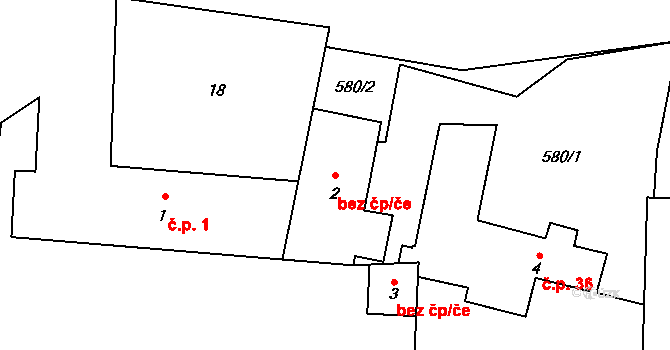 Koleč 38588633 na parcele st. 2 v KÚ Koleč, Katastrální mapa