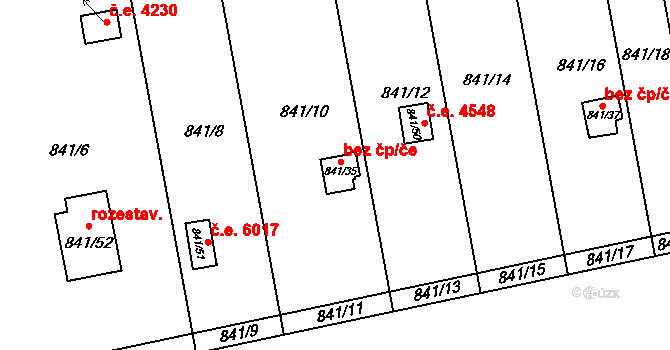 Znojmo 40960633 na parcele st. 841/35 v KÚ Oblekovice, Katastrální mapa