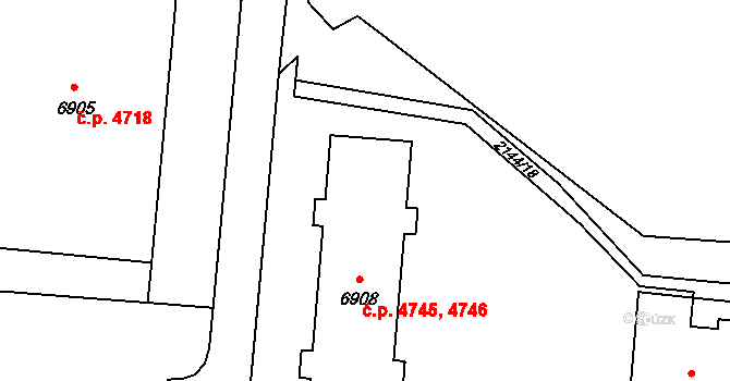 Zlín 4745,4746 na parcele st. 6908 v KÚ Zlín, Katastrální mapa
