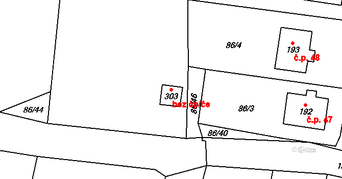 Bečov 43679633 na parcele st. 303 v KÚ Bečov u Mostu, Katastrální mapa