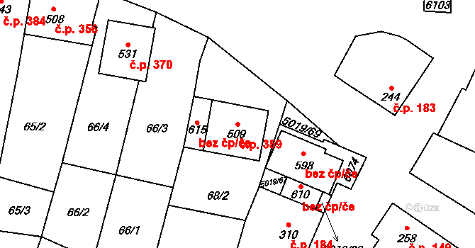 Popovice 359 na parcele st. 509 v KÚ Popovice u Uherského Hradiště, Katastrální mapa