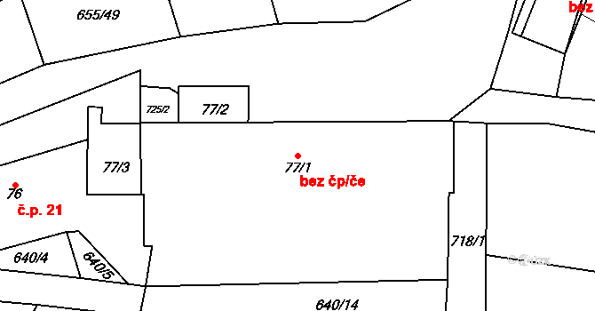 Bouzov 48557633 na parcele st. 77/1 v KÚ Bouzov, Katastrální mapa