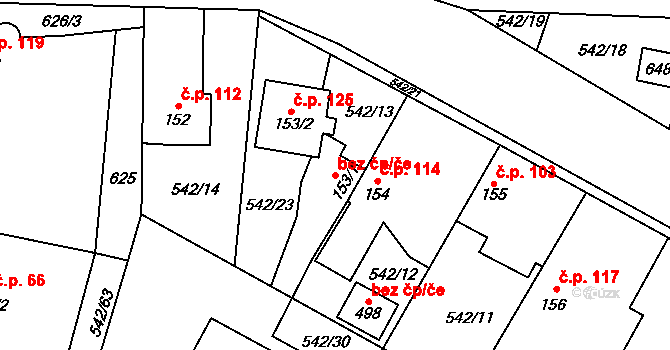 Bašť 48893633 na parcele st. 153/1 v KÚ Bašť, Katastrální mapa