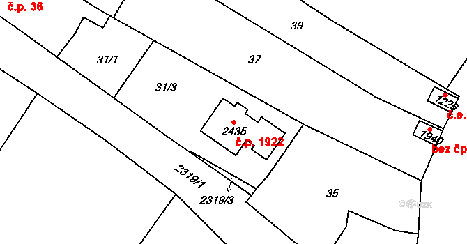 Tišnov 1922 na parcele st. 2435 v KÚ Tišnov, Katastrální mapa
