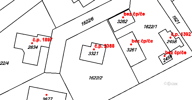 Brandýs nad Labem 2388, Brandýs nad Labem-Stará Boleslav na parcele st. 3321 v KÚ Brandýs nad Labem, Katastrální mapa