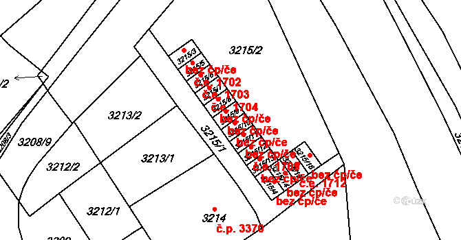 Chomutov 1706 na parcele st. 3215/9 v KÚ Chomutov I, Katastrální mapa