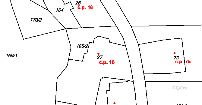 Načešice 15 na parcele st. 27 v KÚ Načešice, Katastrální mapa