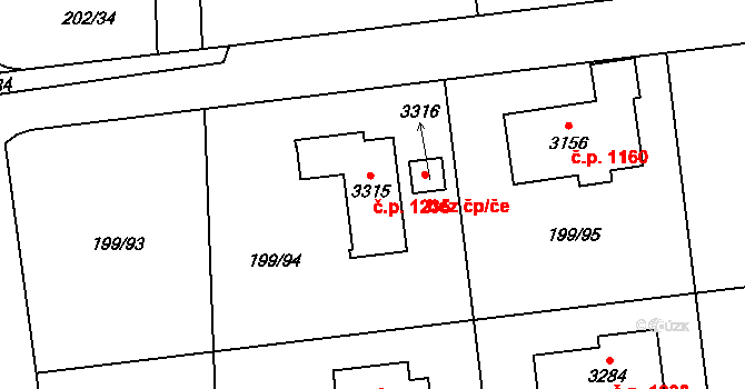 Sezimovo Ústí 1235 na parcele st. 3315 v KÚ Sezimovo Ústí, Katastrální mapa