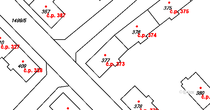 Holýšov 373 na parcele st. 377 v KÚ Holýšov, Katastrální mapa