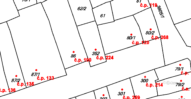 Mýto 224 na parcele st. 352 v KÚ Mýto v Čechách, Katastrální mapa
