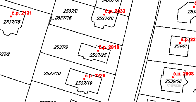 České Budějovice 5 2810, České Budějovice na parcele st. 2537/25 v KÚ České Budějovice 5, Katastrální mapa