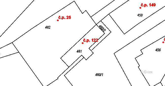 Stachovice 122, Fulnek na parcele st. 461 v KÚ Stachovice, Katastrální mapa