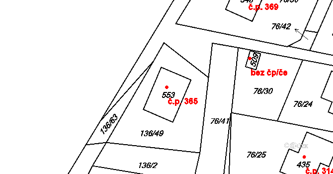 Lhenice 365 na parcele st. 553 v KÚ Lhenice, Katastrální mapa