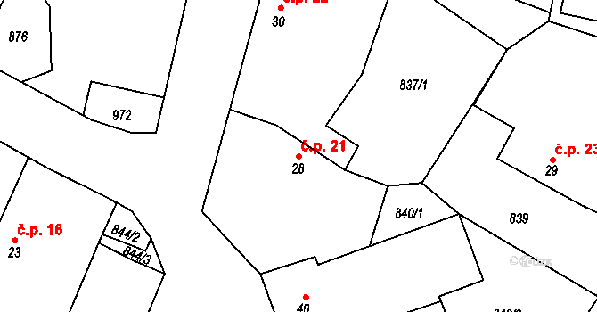 Svinětice 21, Bavorov na parcele st. 28 v KÚ Svinětice, Katastrální mapa