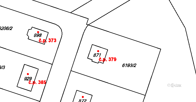 Opatov 379 na parcele st. 871 v KÚ Opatov v Čechách, Katastrální mapa