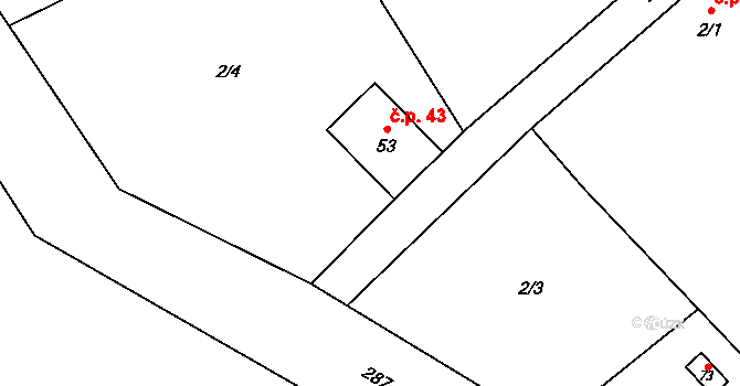 Chuchel 43, Jeřišno na parcele st. 53 v KÚ Chuchel, Katastrální mapa