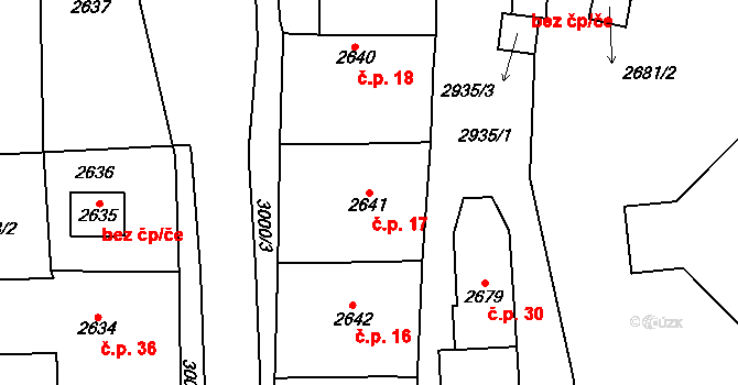 Chábory 17, Dobruška na parcele st. 2641 v KÚ Dobruška, Katastrální mapa