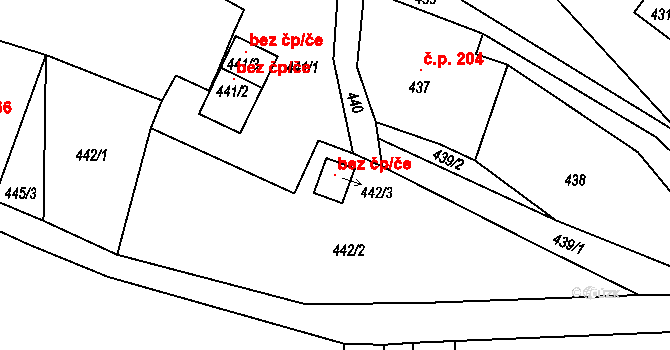 Rádlo 115708634 na parcele st. 442/2 v KÚ Rádlo, Katastrální mapa