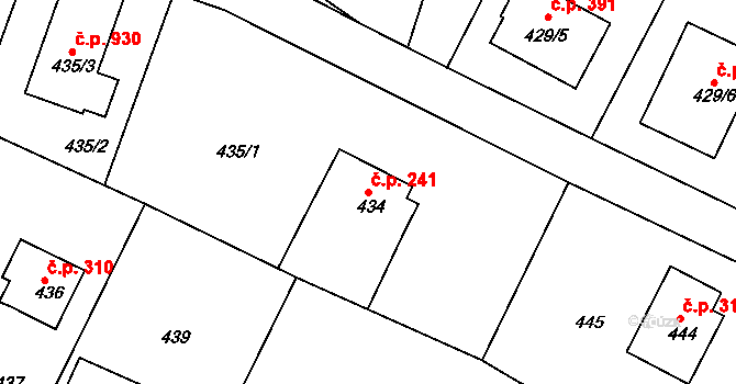 Zruč nad Sázavou 241 na parcele st. 434 v KÚ Zruč nad Sázavou, Katastrální mapa