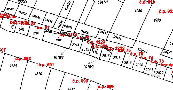 Velké Pavlovice 1223 na parcele st. 2015 v KÚ Velké Pavlovice, Katastrální mapa