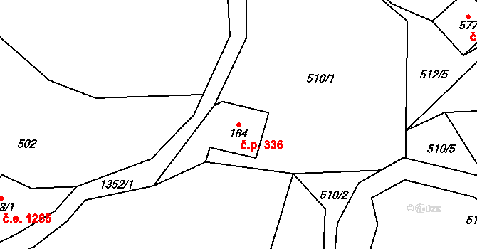 Janov nad Nisou 336 na parcele st. 164 v KÚ Janov nad Nisou, Katastrální mapa
