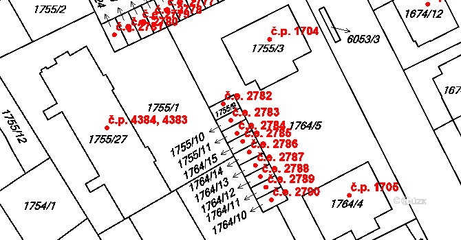 Jihlava 2783 na parcele st. 1755/10 v KÚ Jihlava, Katastrální mapa