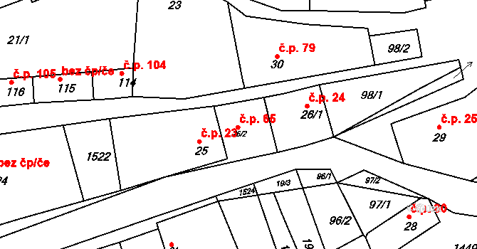 Kochánky 65 na parcele st. 26/2 v KÚ Kochánky, Katastrální mapa