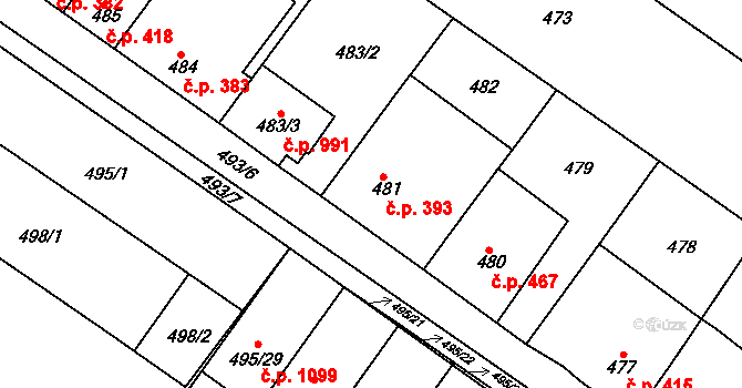 Svatobořice 393, Svatobořice-Mistřín na parcele st. 481 v KÚ Svatobořice, Katastrální mapa