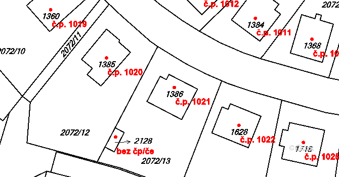 Polná 1021 na parcele st. 1386 v KÚ Polná, Katastrální mapa