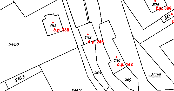 Třemešná 246 na parcele st. 133 v KÚ Třemešná, Katastrální mapa