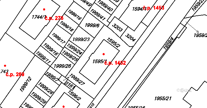 Šumperk 1452 na parcele st. 1595/1 v KÚ Šumperk, Katastrální mapa