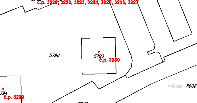 Kročehlavy 3230, Kladno na parcele st. 5793 v KÚ Kročehlavy, Katastrální mapa