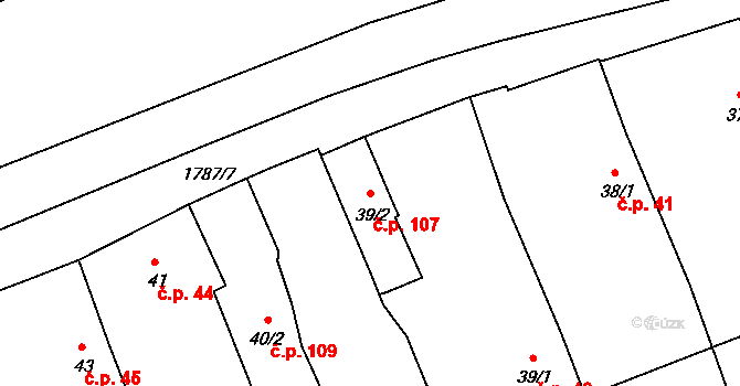 Číměř 107 na parcele st. 39/2 v KÚ Číměř, Katastrální mapa