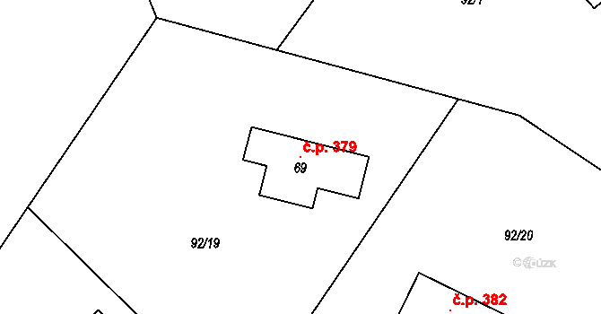 Horní Nemojov 379, Nemojov na parcele st. 69 v KÚ Horní Nemojov, Katastrální mapa