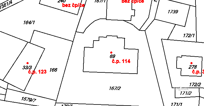 Němčice 114 na parcele st. 69 v KÚ Němčice u České Třebové, Katastrální mapa