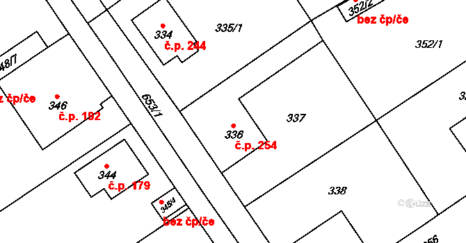 Třebestovice 254 na parcele st. 336 v KÚ Třebestovice, Katastrální mapa