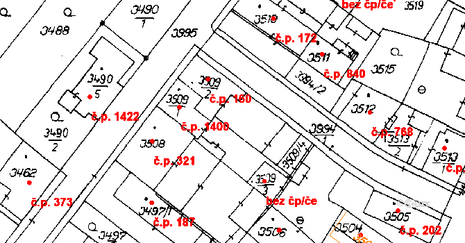 Poděbrady III 160, Poděbrady na parcele st. 3509/2 v KÚ Poděbrady, Katastrální mapa
