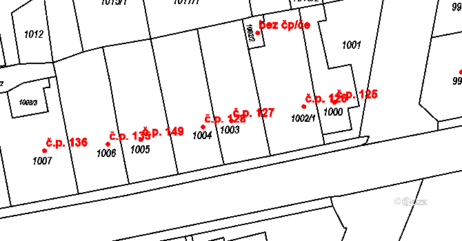 Miřetice u Klášterce nad Ohří 127, Klášterec nad Ohří na parcele st. 1003 v KÚ Miřetice u Klášterce nad Ohří, Katastrální mapa