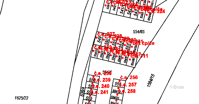 Postoloprty 233 na parcele st. 554/2 v KÚ Postoloprty, Katastrální mapa